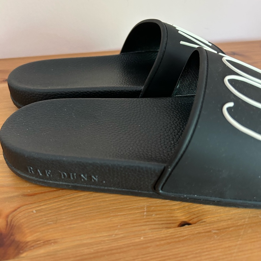 Rae Dunn Black Good Vibes Slide Sandals - Picture 2 of 15